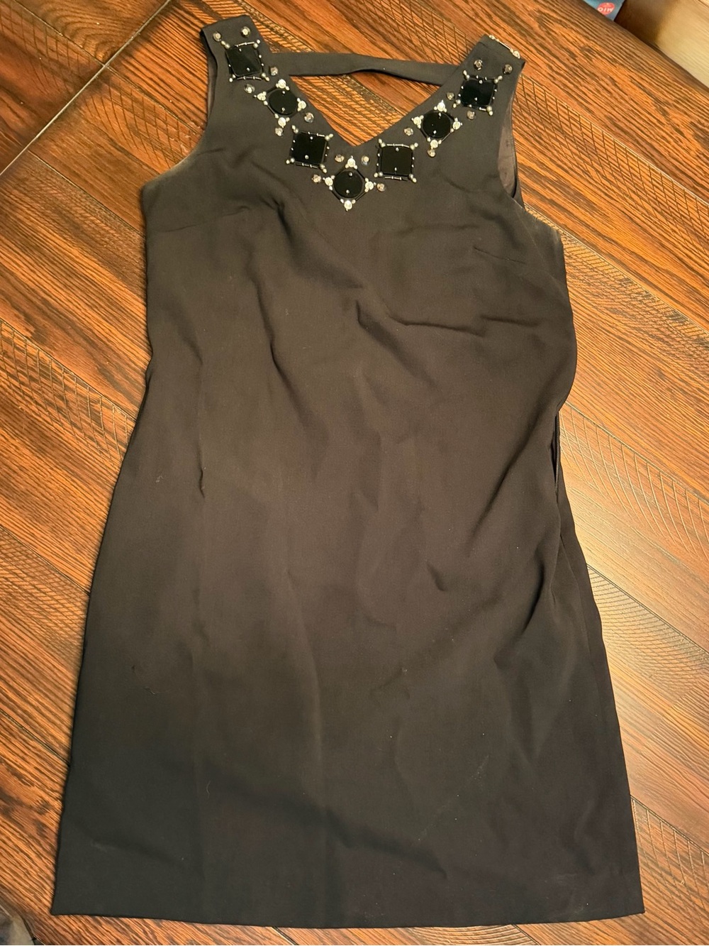Ann Taylor Black Embellished Sleeveless Mini Dress